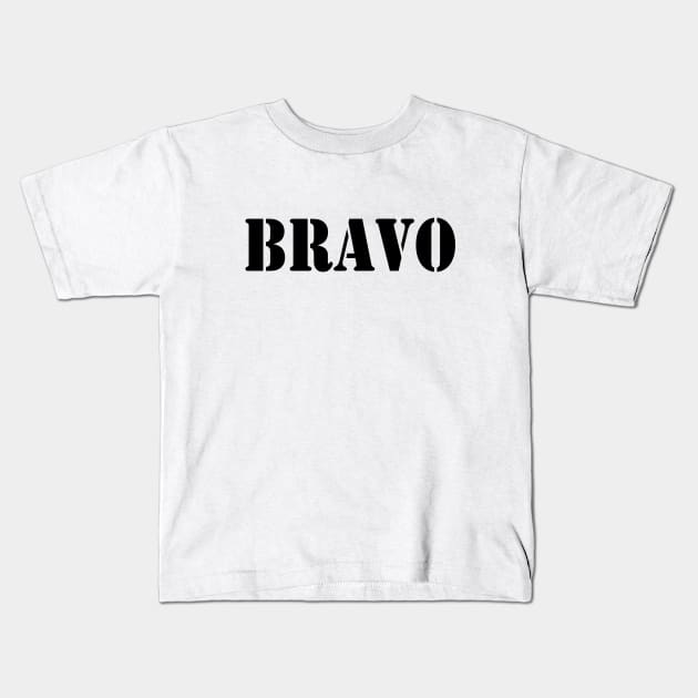 Bravo in black font, military style Kids T-Shirt by Ghostmooner